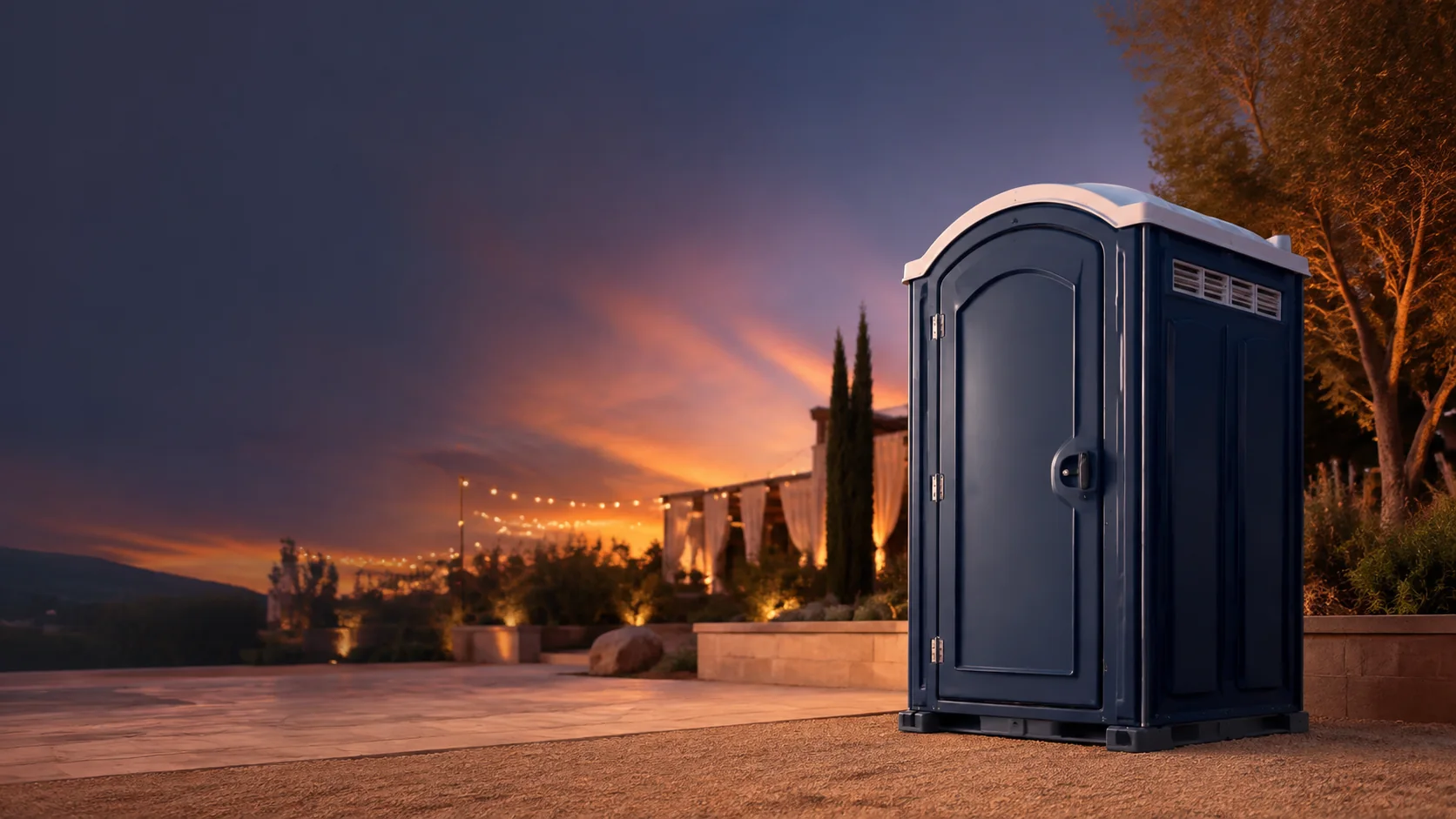 Portable restroom shown for rental planning in Texas City, TX